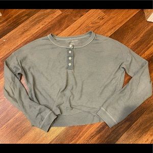 Cropped waffle shirt